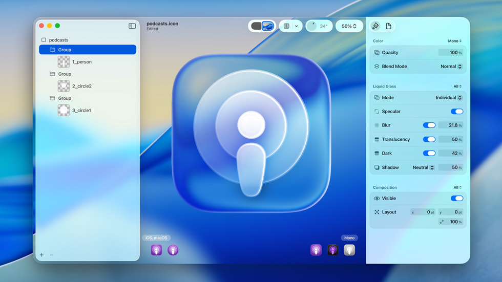 Icon Composer 界面。